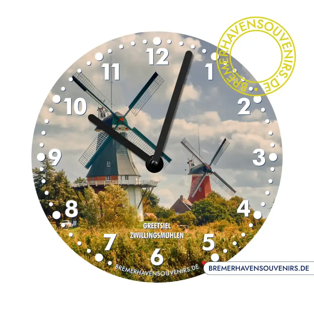 Greetsiel Zwillingsmühlen Wanduhr